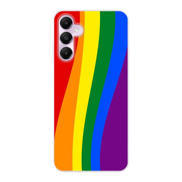 Flexibel Samsung Galaxy A05s hoesje met Regenboogvlag - Klassieke Pride Vlag Subtitel