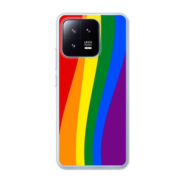 Flexibel Xiaomi 13 Pro hoesje met Regenboogvlag - Klassieke Pride Vlag Subtitel