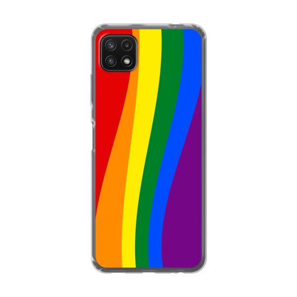Flexibel Samsung Galaxy A22 5G hoesje met Regenboogvlag - Klassieke Pride Vlag Subtitel