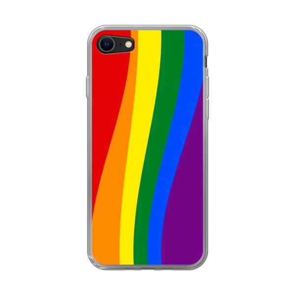 Flexibel iPhone 7 / 8 hoesje met Regenboogvlag - Klassieke Pride Vlag Subtitel