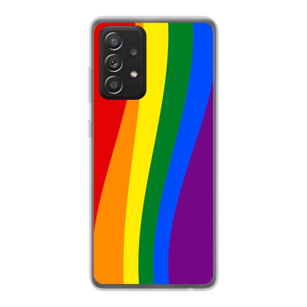 Flexibel Samsung Galaxy A52 / A52 5G / A52s 5G hoesje met Regenboogvlag - Klassieke Pride Vlag Subtitel