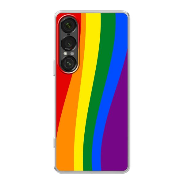 Flexible Sony Xperia 1 VII Hülle mit Regenbogenflagge - Klassische Pride-Flagge Untertitel