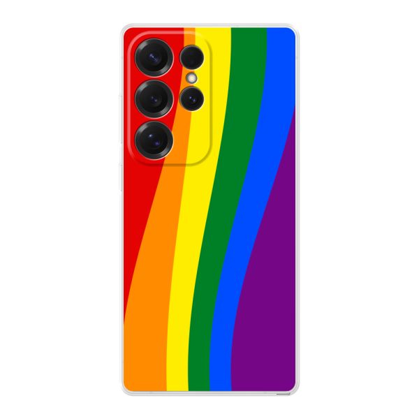 Flexible Samsung Galaxy S25 Ultra Hülle mit Regenbogenflagge - Klassische Pride-Flagge Untertitel