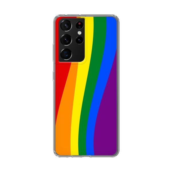 Flexibel Samsung Galaxy S21 Ultra 5G hoesje met Regenboogvlag - Klassieke Pride Vlag Subtitel