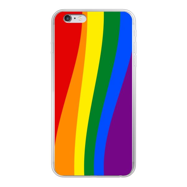 Flexibel iPhone 6 Plus / 6s Plus hoesje met Regenboogvlag - Klassieke Pride Vlag Subtitel