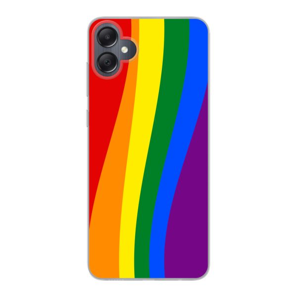 Flexibel Samsung Galaxy A05 hoesje met Regenboogvlag - Klassieke Pride Vlag Subtitel