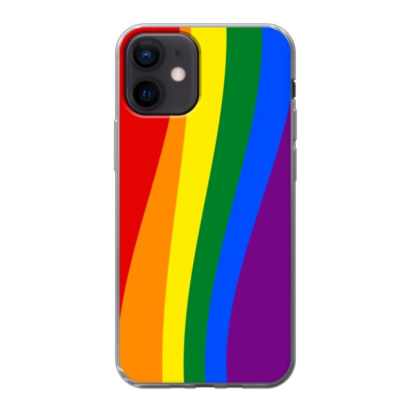 Flexibel iPhone 12 mini hoesje met Regenboogvlag - Klassieke Pride Vlag Subtitel