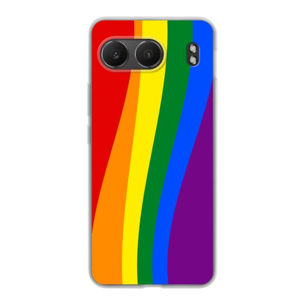 Flexibel OnePlus Nord 4 hoesje met Regenboogvlag - Klassieke Pride Vlag Subtitel