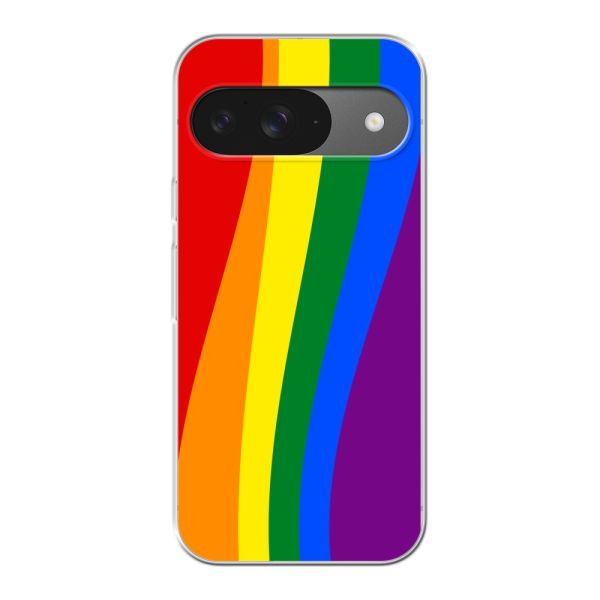 Flexibel Google Pixel 9 / 9 Pro hoesje met Regenboogvlag - Klassieke Pride Vlag Subtitel