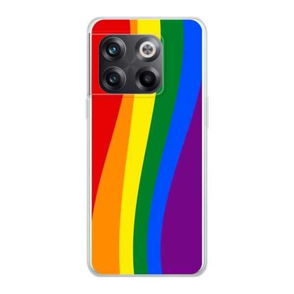 Flexibel OnePlus 10T hoesje met Regenboogvlag - Klassieke Pride Vlag Subtitel