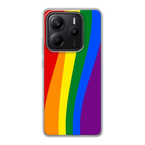Flexibel Xiaomi Redmi Note 14 5G hoesje met Regenboogvlag - Klassieke Pride Vlag Subtitel