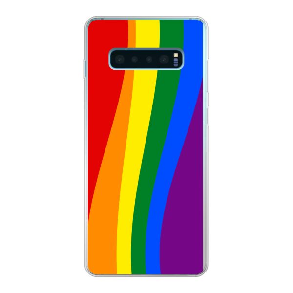 Flexibel Samsung Galaxy S10 Plus hoesje met Regenboogvlag - Klassieke Pride Vlag Subtitel