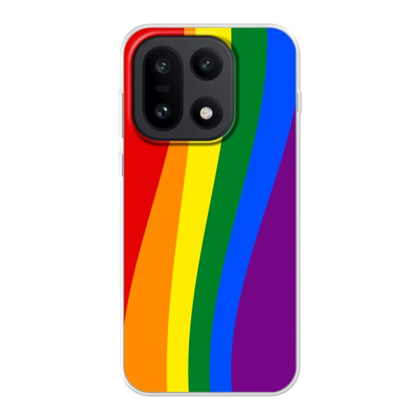 Flexibel OnePlus 15 hoesje met Regenboogvlag - Klassieke Pride Vlag Subtitel