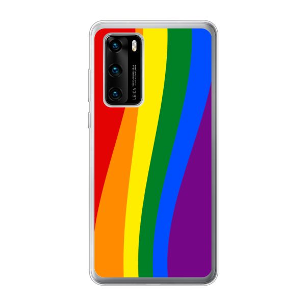 Flexibel Huawei P40 hoesje met Regenboogvlag - Klassieke Pride Vlag Subtitel