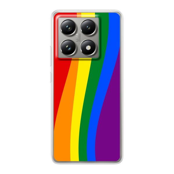 Flexibel Xiaomi 14T Pro hoesje met Regenboogvlag - Klassieke Pride Vlag Subtitel