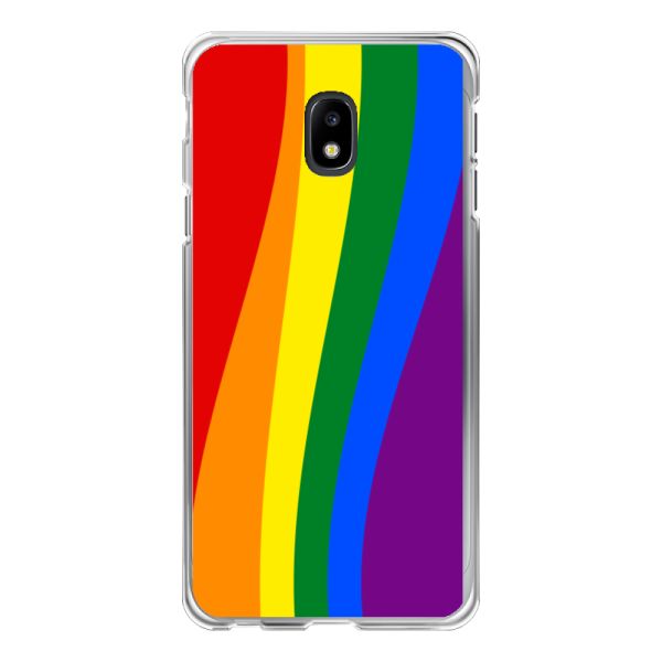 Flexibel Samsung Galaxy J3 (2017) hoesje met Regenboogvlag - Klassieke Pride Vlag Subtitel