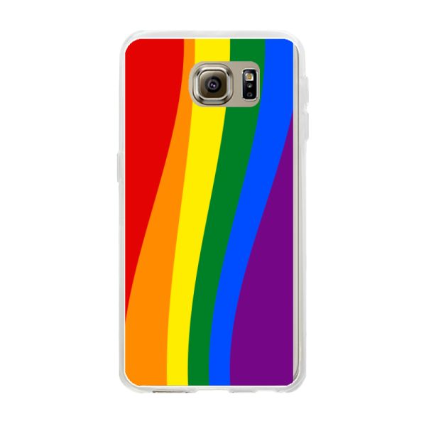 Flexibel Samsung Galaxy S6 hoesje met Regenboogvlag - Klassieke Pride Vlag Subtitel
