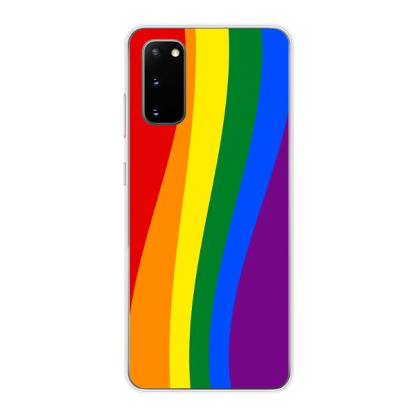 Flexibel Samsung Galaxy S20 / S20 5G hoesje met Regenboogvlag - Klassieke Pride Vlag Subtitel