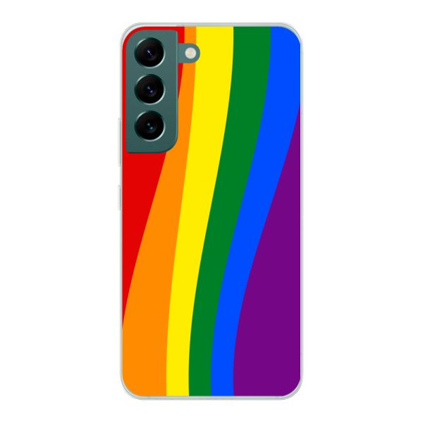 Flexibel Samsung Galaxy S22 hoesje met Regenboogvlag - Klassieke Pride Vlag Subtitel