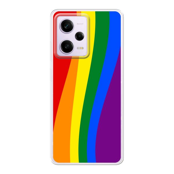 Flexibel Xiaomi Poco X5 hoesje met Regenboogvlag - Klassieke Pride Vlag Subtitel