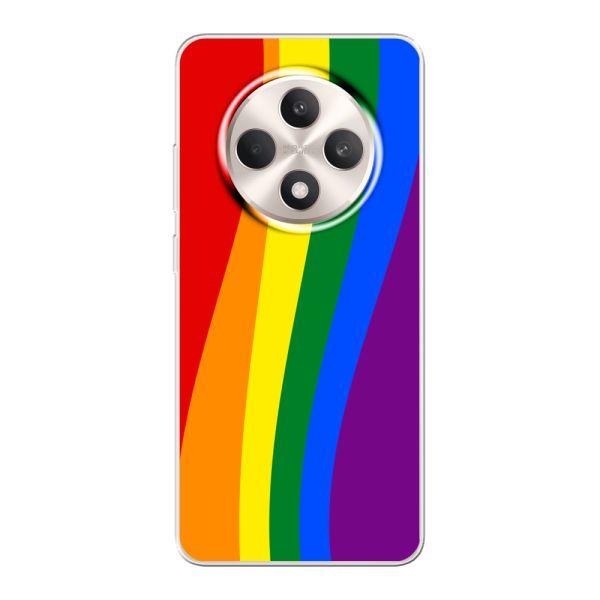 Flexibel Oppo Reno12 F hoesje met Regenboogvlag - Klassieke Pride Vlag Subtitel