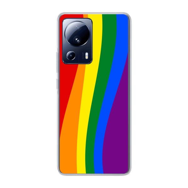 Flexibel Xiaomi 13 Lite hoesje met Regenboogvlag - Klassieke Pride Vlag Subtitel