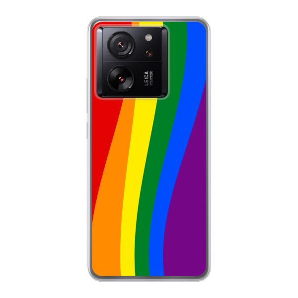 Flexibel Xiaomi 13T / 13T Pro hoesje met Regenboogvlag - Klassieke Pride Vlag Subtitel