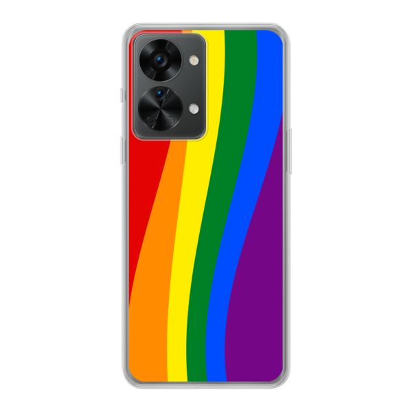 Flexibel OnePlus Nord 2T hoesje met Regenboogvlag - Klassieke Pride Vlag Subtitel