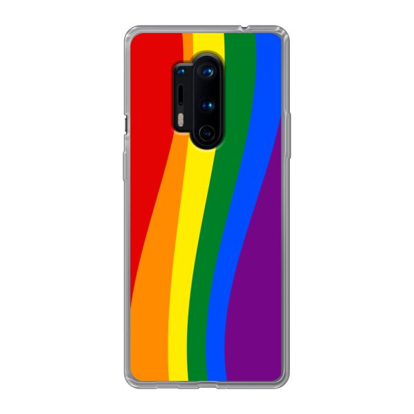 Flexibel OnePlus 8 Pro hoesje met Regenboogvlag - Klassieke Pride Vlag Subtitel