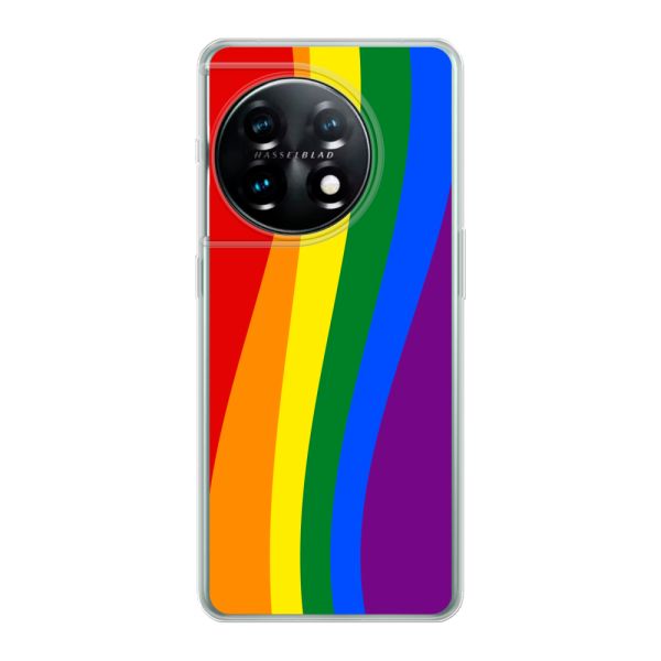 Flexibel OnePlus 11 hoesje met Regenboogvlag - Klassieke Pride Vlag Subtitel