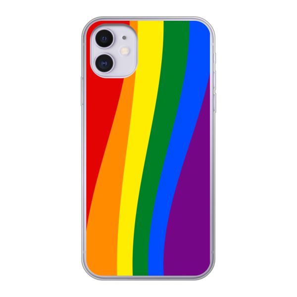 Flexibel iPhone 11 hoesje met Regenboogvlag - Klassieke Pride Vlag Subtitel