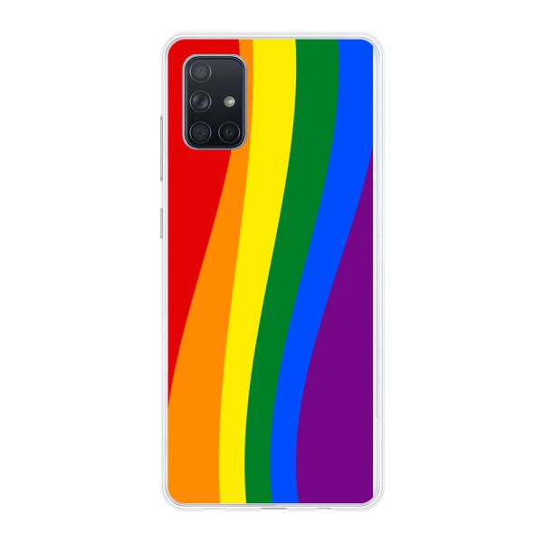 Flexibel Samsung Galaxy A71 4G hoesje met Regenboogvlag - Klassieke Pride Vlag Subtitel