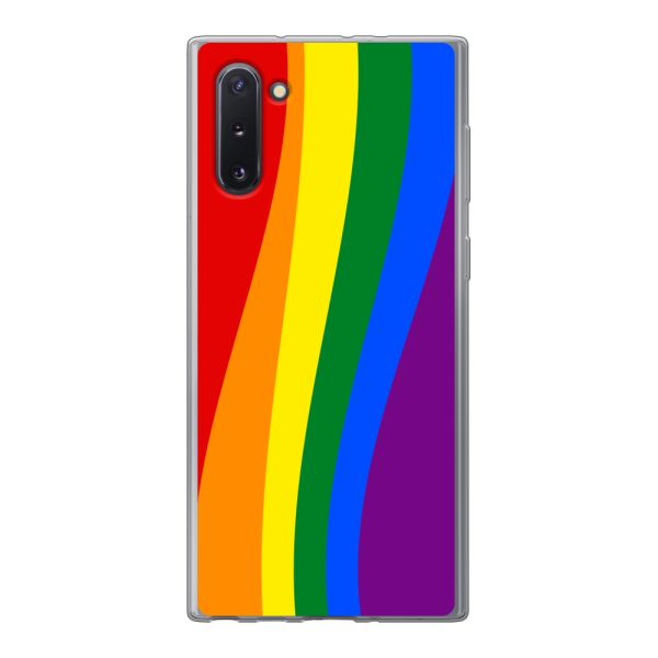 Flexibel Samsung Galaxy Note 10 / Note 10 5G hoesje met Regenboogvlag - Klassieke Pride Vlag Subtitel
