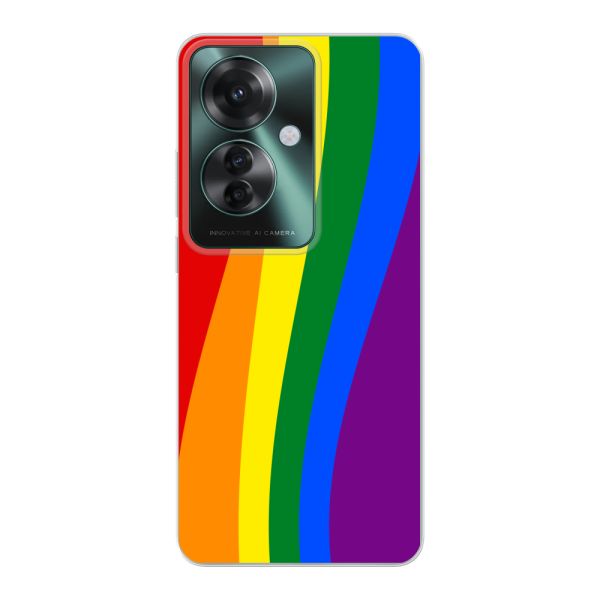 Flexibel Oppo Reno11 F hoesje met Regenboogvlag - Klassieke Pride Vlag Subtitel