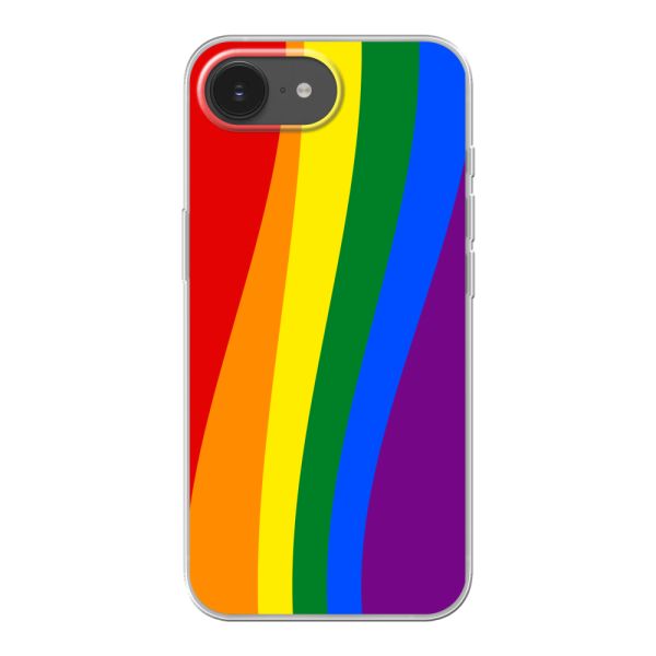 Flexible iPhone 16e / 17e Hülle mit Regenbogenflagge - Klassische Pride-Flagge Untertitel