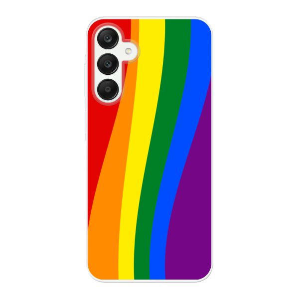 Flexibel Samsung Galaxy A25 hoesje met Regenboogvlag - Klassieke Pride Vlag Subtitel