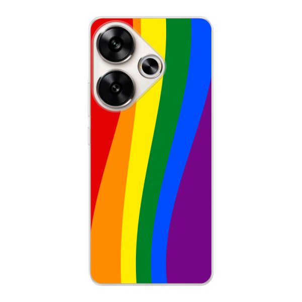 Flexibel Xiaomi Poco F6 hoesje met Regenboogvlag - Klassieke Pride Vlag Subtitel