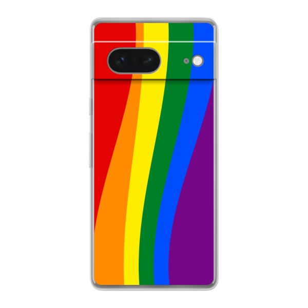 Flexibel Google Pixel 7 hoesje met Regenboogvlag - Klassieke Pride Vlag Subtitel