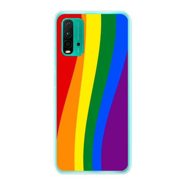 Flexibel Xiaomi Redmi 9T hoesje met Regenboogvlag - Klassieke Pride Vlag Subtitel