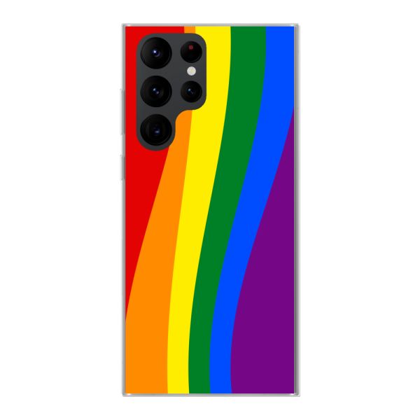 Flexibel Samsung Galaxy S22 Ultra hoesje met Regenboogvlag - Klassieke Pride Vlag Subtitel
