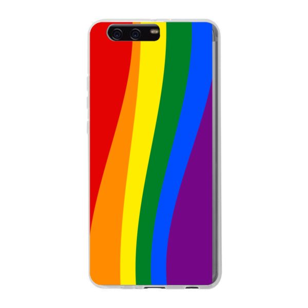 Flexibel Huawei P10 Plus hoesje met Regenboogvlag - Klassieke Pride Vlag Subtitel