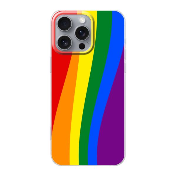 Funda flexible iPhone 16 Pro Max con bandera arcoíris - Bandera del Orgullo clásica Subtítulo