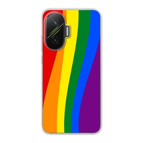 Flexibel Xiaomi Poco F7 hoesje met Regenboogvlag - Klassieke Pride Vlag Subtitel