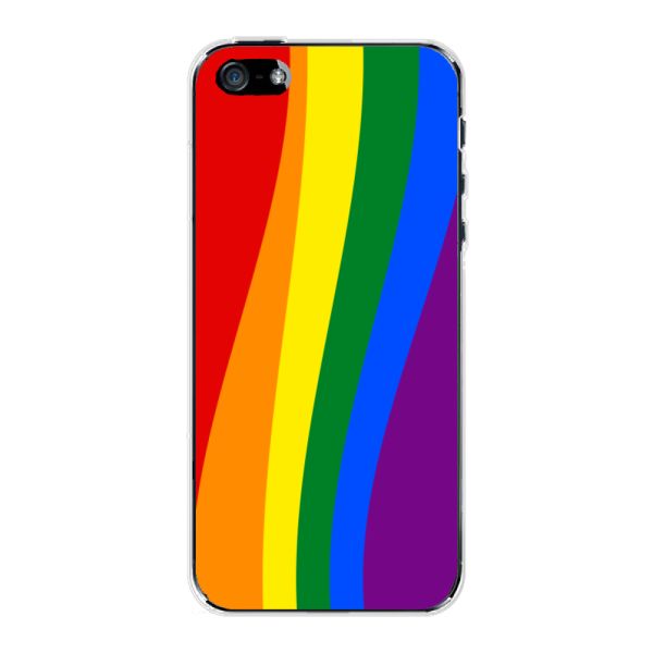 Flexibel iPhone SE (2016) hoesje met Regenboogvlag - Klassieke Pride Vlag Subtitel