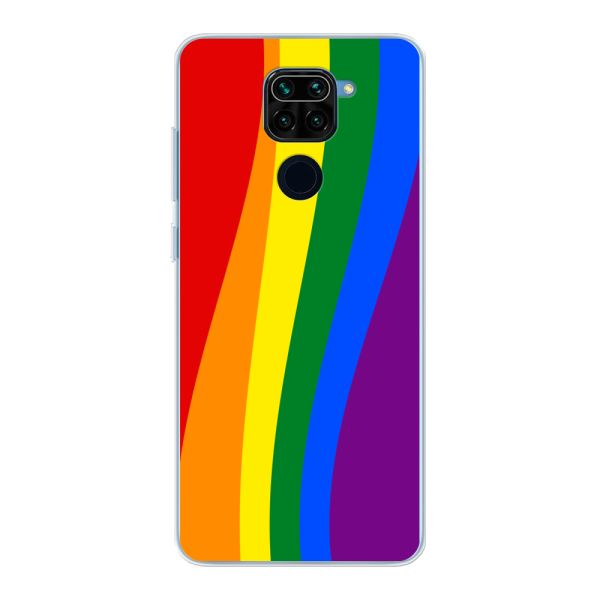 Flexibel Xiaomi Redmi Note 9 hoesje met Regenboogvlag - Klassieke Pride Vlag Subtitel