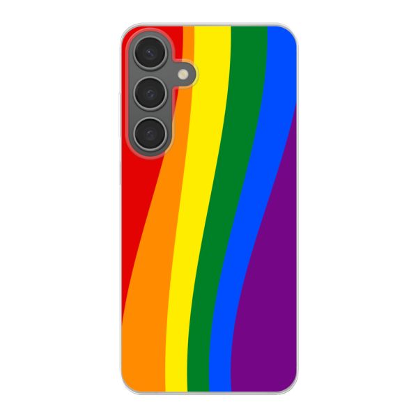Flexibel Samsung Galaxy S24 Plus hoesje met Regenboogvlag - Klassieke Pride Vlag Subtitel