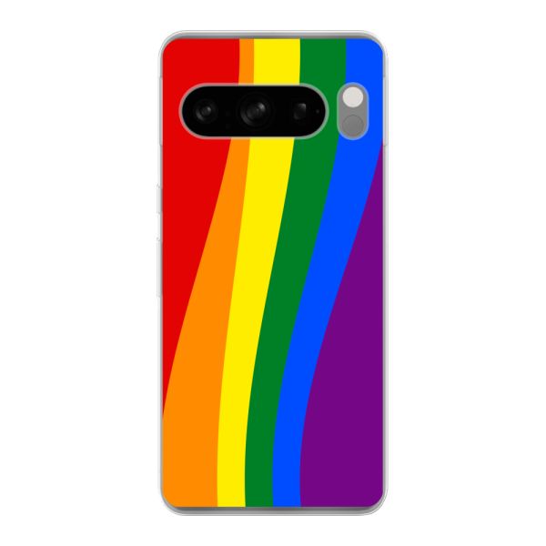 Flexibel Google Pixel 8 Pro hoesje met Regenboogvlag - Klassieke Pride Vlag Subtitel