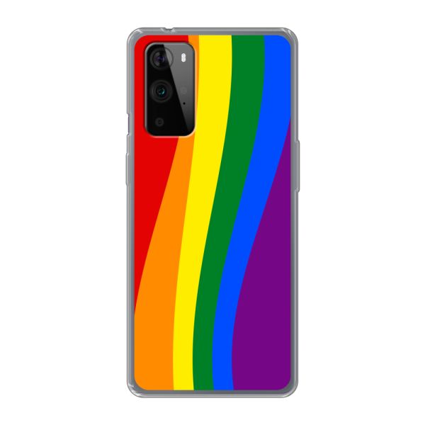 Flexibel OnePlus 9 Pro hoesje met Regenboogvlag - Klassieke Pride Vlag Subtitel