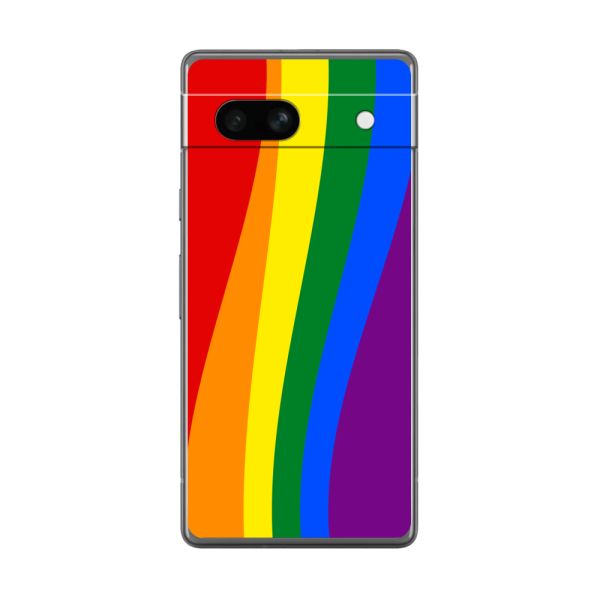Flexibel Google Pixel 7a hoesje met Regenboogvlag - Klassieke Pride Vlag Subtitel