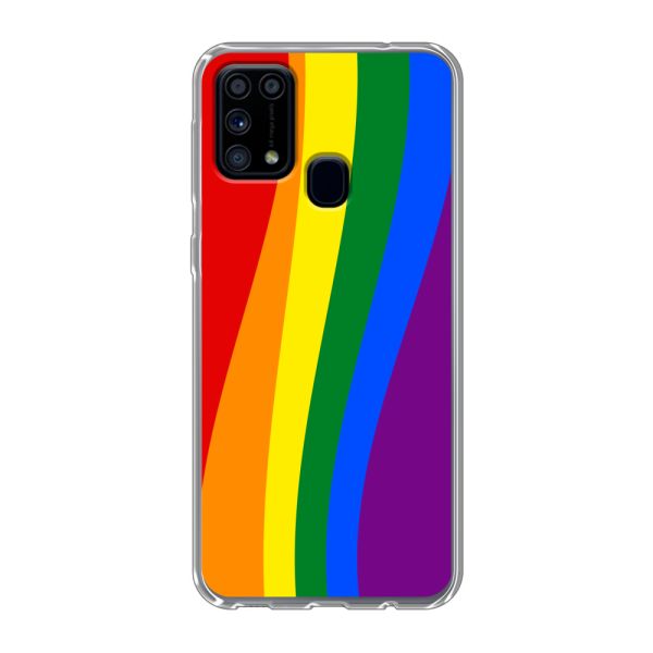 Flexibel Samsung Galaxy M31 hoesje met Regenboogvlag - Klassieke Pride Vlag Subtitel